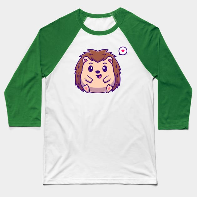 Cute Hedgehog Sitting Cartoon Baseball T-Shirt by Catalyst Labs